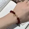 Estilo Chinês Luxo Acessível Ágata Vermelha Natural Cristal Branco Cristalizado Pulseira da Fortuna Feminina Estilosa Nicho Ano Animal Pulseira de Cristal