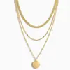 Collar Cruzado Multicapa Nuevo Producto Transfronterizo Europeo y Americano de Cobre para Mujer Choker de Lujo Ligero Elegante con Colgante Redondo