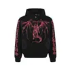 Sudadera con capucha y cremallera estilo retro oscuro de la serie Magic Bear, chaqueta cárdigan con remaches únicos y teñido desgastado
