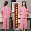 Conjunto de Pantalón Largo de Manga Larga de Algodón con Botones Delanteros y Traseros para Terapia de Moxibustión, Acupuntura, Cuidado de la Salud y Masaje