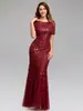 Vestido de Noite de Malha com Lantejoulas Slim Fit Europeu e Americano, Vestido Sereia para Mulheres - Coleção Primavera/Verão 2026