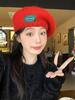 Boina de alta calidad para mujer otoño e invierno boina de felpa retro sombrero de boina de circunferencia de cabeza grande estilo coreano moda ins sombrero de pintor hace que la cara se vea pequeña