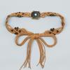 Cinturón tejido de estilo étnico bohemio para mujer, cadena de cintura con borlas vintage, accesorios de decoración con cinturón de falda larga de verano