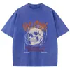 Camisetas de Algodón Lavado de Comercio Exterior con Cuellos Redondos de Canalé Entrelazado, Ropa Vieja en Negro, Azul, Verde, Verde Militar y Rosa