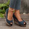 Zapatos de Tacón Alto con Plataforma de Boca de Pez Tallas Grandes Europeos y Americanos Transfronterizos para Mujer Otoño Nuevo Boca Baja Comercio Exterior Slip-on