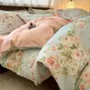 Novo Estilo Conjunto de Roupa de Cama Quatro Peças Espesso Escovado 100% Algodão, Lençol de Cama e Capa de Edredom de Algodão Puro, Lençol com Elástico Quente para Dormitório Estudantil