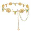 Corrente de Cintura Cabeça de Vaca Corrente Decorativa Transfronteiriça Nova Cintura Feminina Corrente de Fivela Oval de Metal Elegante Versátil com Casaco