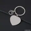 Llavero de Pata de Perro Hueca Transfronterizo Metal Forma de Corazón Impresión Láser Color Material en Blanco Regalo de Vacaciones Llavero Grabado