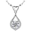 Collar con colgante de circonita incrustada en forma de gota de amor bañado en plata de moda para mujer, colgante de lujo con forma de corazón de diamante artificial