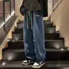 Jeans de talla grande para hombre, pantalones de otoño e invierno, marca de moda, pantalones casuales, pantalones rectos holgados para hombre, pantalones de pierna ancha