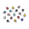 Pingente de aço inoxidável de 6mm com pedra de nascimento redonda, amuleto da sorte, joias DIY feitas à mão, acessórios para colar, pulseira e garrafa de água