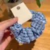 Cinta para el pelo con diseño de celebridad coreana de internet, lazo para el pelo con diseño de intestino grueso, cuerda para el pelo a cuadros, sencilla, elegante y bonita, estilo francés, banda de cuero para niña, accesorios para el cabello