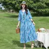 Vestido de Algodón y Seda Nuevo Verano 2026, Elegante y con Estilo para Madres, Manga Media, Delgado, Vestido Casual de Playa de Gama Alta