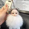 Boneca em Forma de Bola Chaveiro de Carro com Pelo de Raposa Real Pingente Acessório para Mochila de Estudante Chaveiro de Pelúcia