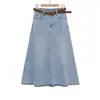 Ropa de Mujer Transfronteriza 2026 Nueva Moda Europea y Americana Versátil Combinación Cinturón Falda de Mezclilla Lavada Retro para Mujer C85070