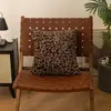 Cojín Decorativo Estilo Retro Transfronterizo Sofá Sala de Estar Almohada Lumbar Habitación Modelo B&B Funda de Almohada de Felpa con Estampado de Leopardo