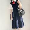 Falda Básica de Enfermería Estilo Academia, Falda Cardigan, Vestido sin Mangas, Uniforme JK Japonés, Conjunto de Uniforme Escolar de Manga Larga y Corta