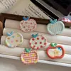 Pasador de Pelo de Manzana de Dibujos Animados de Color Sólido Combinación Perfecta Lunares Cuadros Lazo Flequillo Lindo Dulce Corazón de Niña Pin de Pato