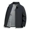 Chaqueta Ejecutiva de Solapa Estilo Nuevo Primavera y Otoño Leishibert Chaqueta Casual de Negocios para Hombre Ropa de Abrigo para Padres de Mediana Edad y Mayores