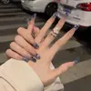 Arte de Uñas de Perlas Estilo Francés Transfronterizo Mariposa Rubor Dulce Brillo Uñas Portátiles para Estudiantes Pegatinas de Uñas Postizas Producto Terminado