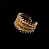 Colección de Anillos de Estilo Medieval Europeo y Americano, Anillos Abiertos Lisos de Oro, Diseño de Lujo Accesible Chapado en Oro Real, Joyería de Mano Retro para Mujer