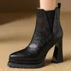 Botines de Tobillo de Tacón Alto con Plataforma Impermeables de Punta Aguda Estilo Retro para Mujer Tendencia 2026 Otoño/Invierno Nuevos Botines Martin de Tacón Grueso para Mujer Cómodos de Llevar