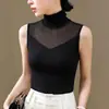 Top de tirantes de malla rojo de cuello alto para mujer, nuevo top sin mangas para primavera y otoño 2026, adecuado tanto para llevar solo como debajo de otra prenda, corte ajustado, ligero, con un toque de alta gama