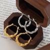 Marca Europeo y Americano ins Pendientes Populares Twist Acero Titanio Chapado Oro 18K Pendientes en Forma de C Joyería Femenina F013
