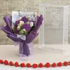 Rosa de flor artificial finalizada com caixa, buquê de crochê de lã de flor artificial tecido à mão para presente de feriado de amigos