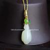 Magnólia Hetian jade S925 prata ouro incrustado jade pingente retro simples cloisonne Jade cadeia de clavícula