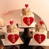 Decoração de bolo de dia dos namorados 2025 Decoração de coelho de urso tridimensional 2.14 Vela de amor de confissão de casal Plug-in
