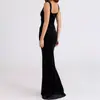 Vestido de Tirantes Sexy con Espalda Descubierta, Color Puro Simple, Estilo Ins Celebrity, Ajustado, que Muestra la Cintura, Nuevo Estilo Elegante y de Moda
