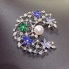 Broche de perlas de agua dulce de moda boutique para mujer, cárdigan, abrigo, broche de luna, florete morado fresco, regalo de lujo