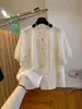 Camisa Blusa de Mujer Verano Delgada Gama Alta Lujo Ligero Estilo Nuevo Chic Talla Grande Mangas de Linterna Camisa Pequeña