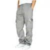 Pantalones Deportivos Casuales Transfronterizos Diseño de Pierna-dedo Multibolsillo Botón de Cordón Verde Militar Sueltos para Hombre