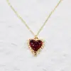 Colar com Pingente de Coração de Amor Venda Quente Transfronteiriça Clipe de Orelha para Mulheres, Pingente de Coração de Amor com Borda Dourada Vintage, Joias de Corrente para Clavícula Atacado