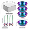 Acero Inoxidable Redondo Dorado Tazón para Salsa Cuchara Juego de 16 Piezas Plato para Condimentos Tazón para Salsa con Juego de Cucharas Pequeñas Tazón para Mascarilla Facial