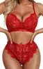 Popular Europeu e Americano Traje Sexy Renda Três Pontos Roupa Íntima Sexy Conjunto de Duas Peças Fabricante Atacado