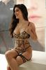 Conjunto de Lingerie Nova Moda Estampa de Leopardo Transfronteiriço com Costura em Renda Transparente, Conjunto de Sutiã Sexy Que Faz Seios Grandes Parecerem Menores, Conjunto de Três Peças