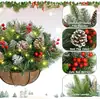 Decoración de Entrada de Jardín Exterior con Forma de Hongo Semicircular Flocado de Nieve Transfronterizo 2025 Adorno de Cesta Colgante de Navidad