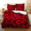 Conjunto de cama com estampa de rosas, capa de edredom, conjunto de cama grande com impressão digital, conjunto de três peças