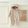 Mono de Peluche de Invierno para Bebé Mono Grueso Caliente para Bebé con Capucha de Orejas de Oso Traje para Gatear Niños Niñas Suave