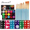 Venta caliente de Amazon, 12 cuadrículas, maquillaje de escenario de Halloween, color a juego, pintura corporal, color de cara, traje, fábrica al por mayor