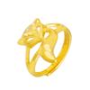 Anillo Abierto de Zorro de Oro Arenado Dorado Chapado en Latón Imitación 3D Zorro de Oro Duro Hada Lindo Regalo para Damas Joyería de Boda