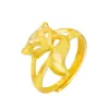 Anillo Abierto de Zorro Chapado en Oro de Latón, Zorro Hada de Oro Duro 3D Imitación, Regalo Lindo para Mujeres, Joyería de Boda