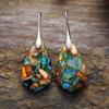 Pendientes colgantes geométricos de piedra del emperador de color bohemio nuevo transfronterizo, pendientes de joyería popular europea y americana.