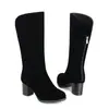 Botas Martin de tacón alto de gamuza con suela de goma suave, tallas 34-43, para mujer, otoño e invierno, punta redonda, de caña alta, ligeras, con cremallera trasera