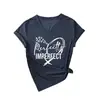 Amazon Ebay Site Independente Moda Casual Feminina Gola V Perfeitamente Imperfeita Camiseta de Manga Curta