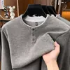 Moletom Masculino Estilo Old Money com Gola Dupla e Falsa Gola, Novidade Outono 2026, Gola Redonda Casual de Manga Longa para Homens