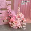 Decoración de Habitación de Boda Bata Rosa Tul Área de Fotos Pared de Fondo Señal Doble Felicidad Tablero Kt Corbata de Moño Atmósfera Novia